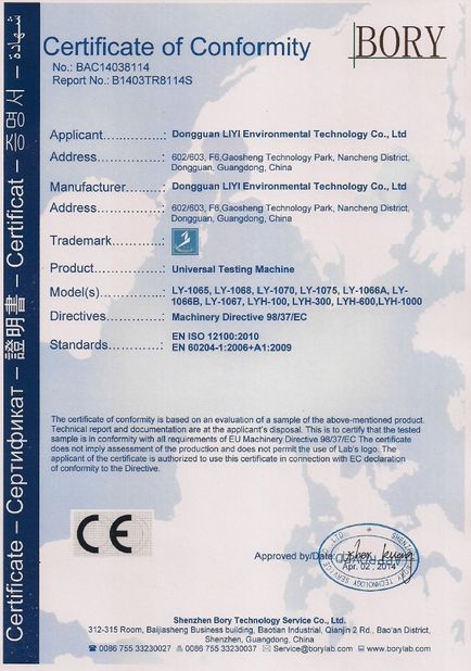 La Cina Dongguan Liyi Environmental Technology Co., Ltd. Certificazioni