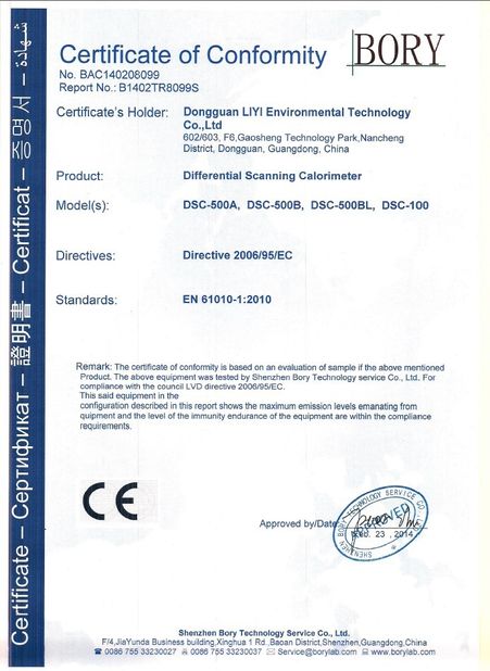 La Cina Dongguan Liyi Environmental Technology Co., Ltd. Certificazioni